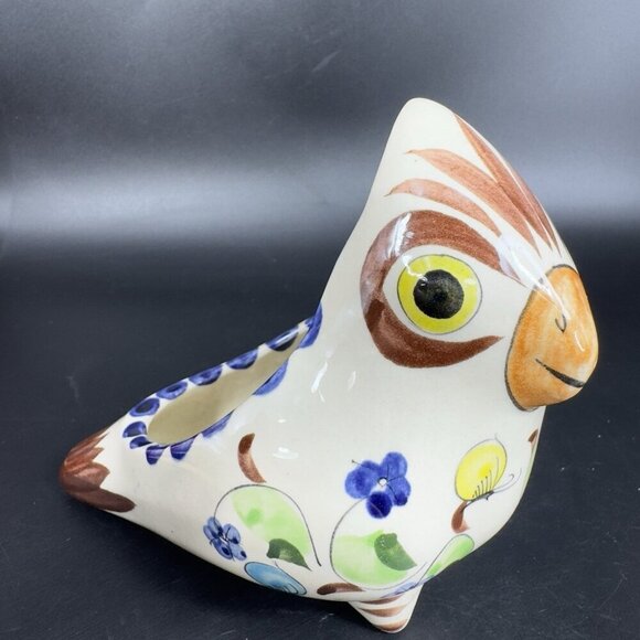 Mexican Pottery Hand Painted Bird Shaped Planter Flower Pot Small Dish Bowl VTG - Picture 6 of 12